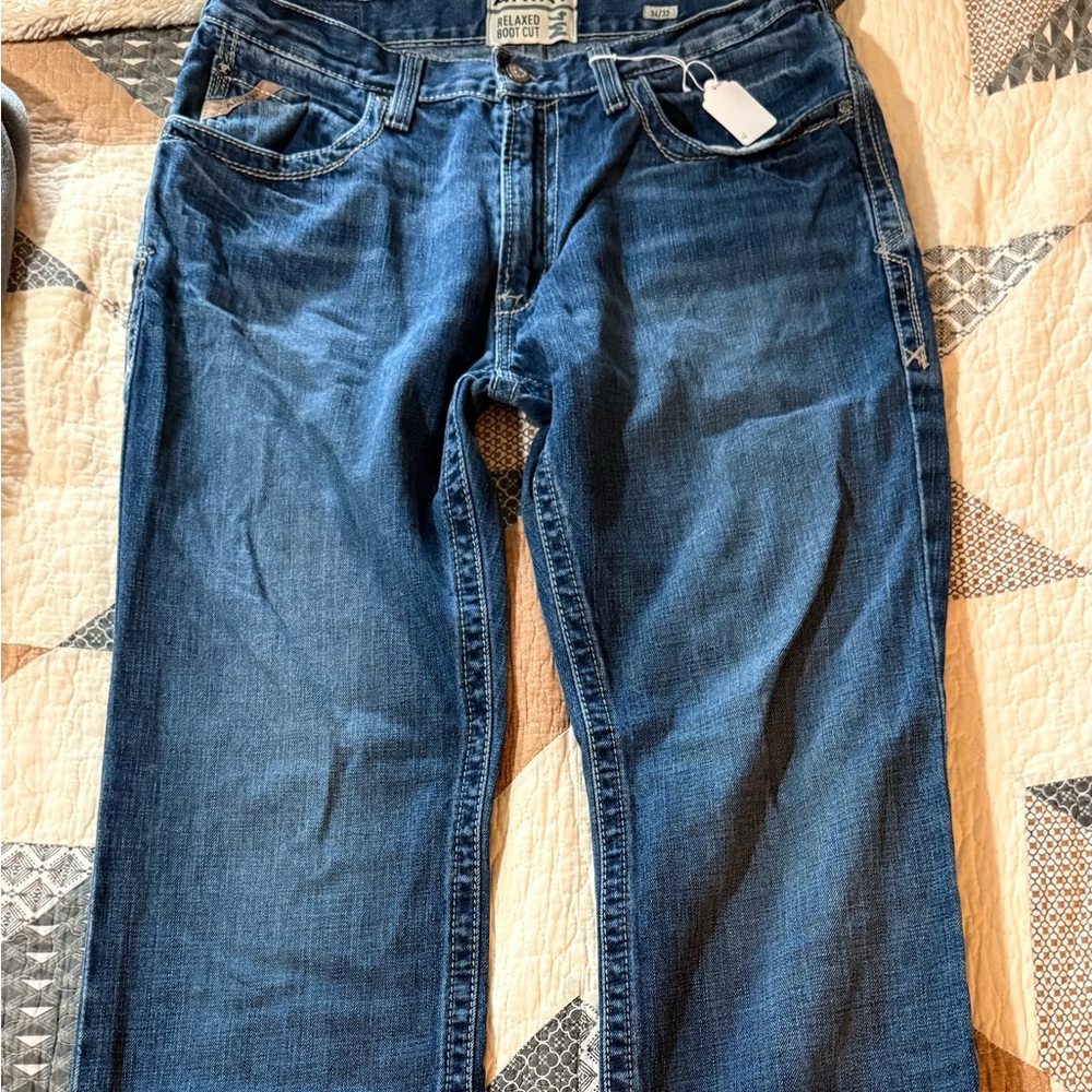 Ariat Men's Bootcut Jeans in Dark Blue Wash